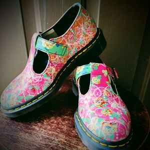 Doc Martens Polley Daze Mary Janes Size 6 Floral Print T Strap